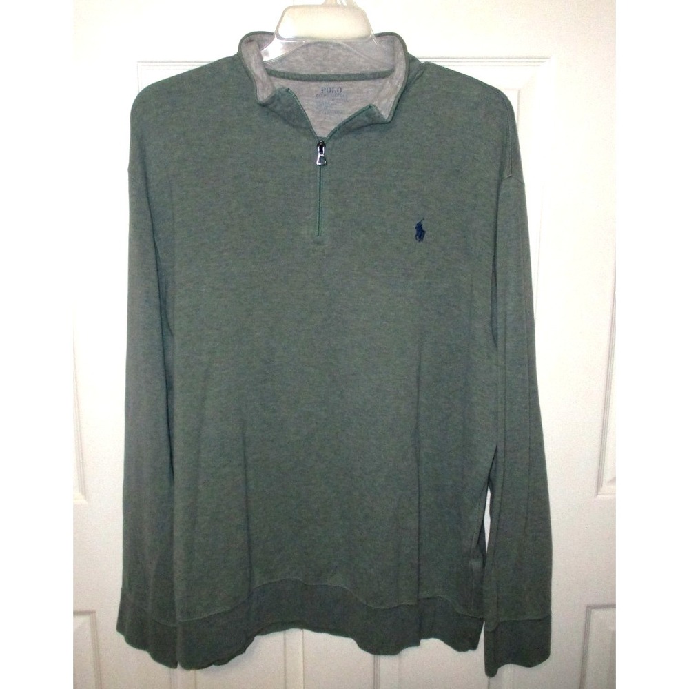 Polo Ralph Lauren Mens XXL Green 1/4 Quarter Zip Performance Pullover Sweater